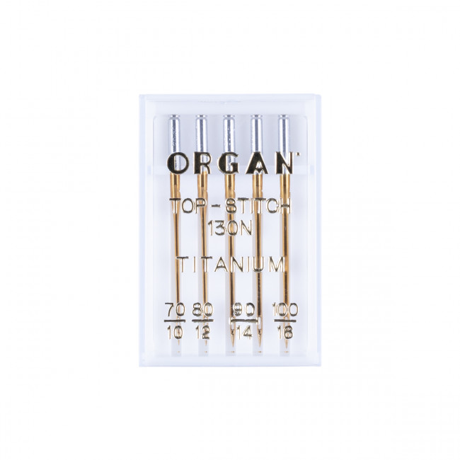 Иглы ORGAN "TOP STITCH" Titanium 70-100, 5шт., шт Иглы ORGAN "TOP STITCH" Titanium 70-100, 5шт., шт
